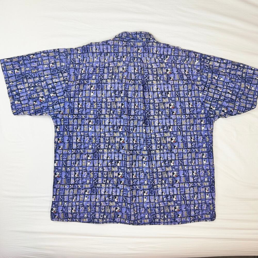 Big Dogs Blue Graphic Hawaiian Shirt Men's XL Cotton Y2K Novelty Camp Collar Vtg - Picture 8 of 13
